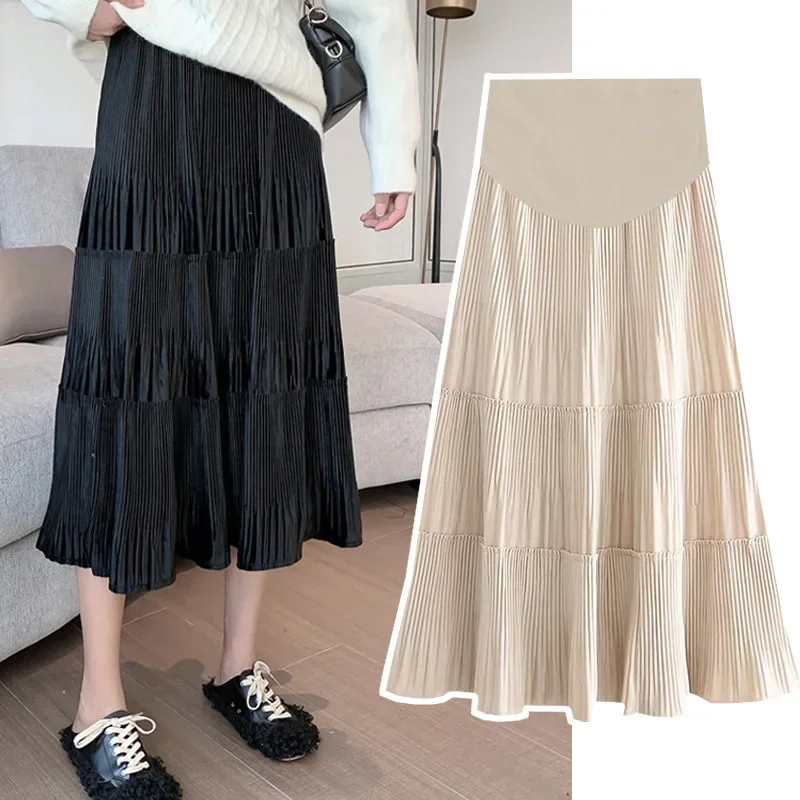 Maternity Skirt Casual Half-length Women's Outerwear Cake-shaped Slimming A- line Skirt for Autumn Winter Fashion Korean Style