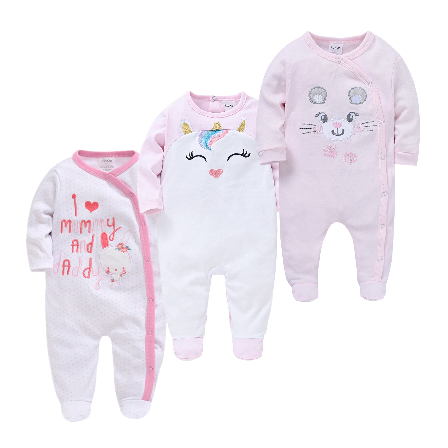 Infant Baby Boy Jumpsuit 3PCS Long Sleeve Toddler Girl Footies Cartoon Newborn Romper Baby Home Clothes Girl Spring Clothes