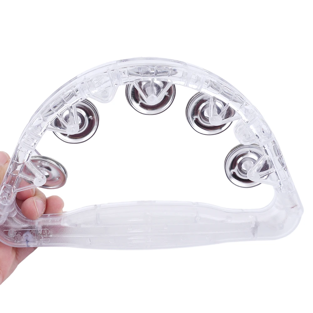 Flashing Tambourine LED Light Up Sensory Toy Musical Instrument Shaking Noisemakers Three Color Light Fast Flash 1x