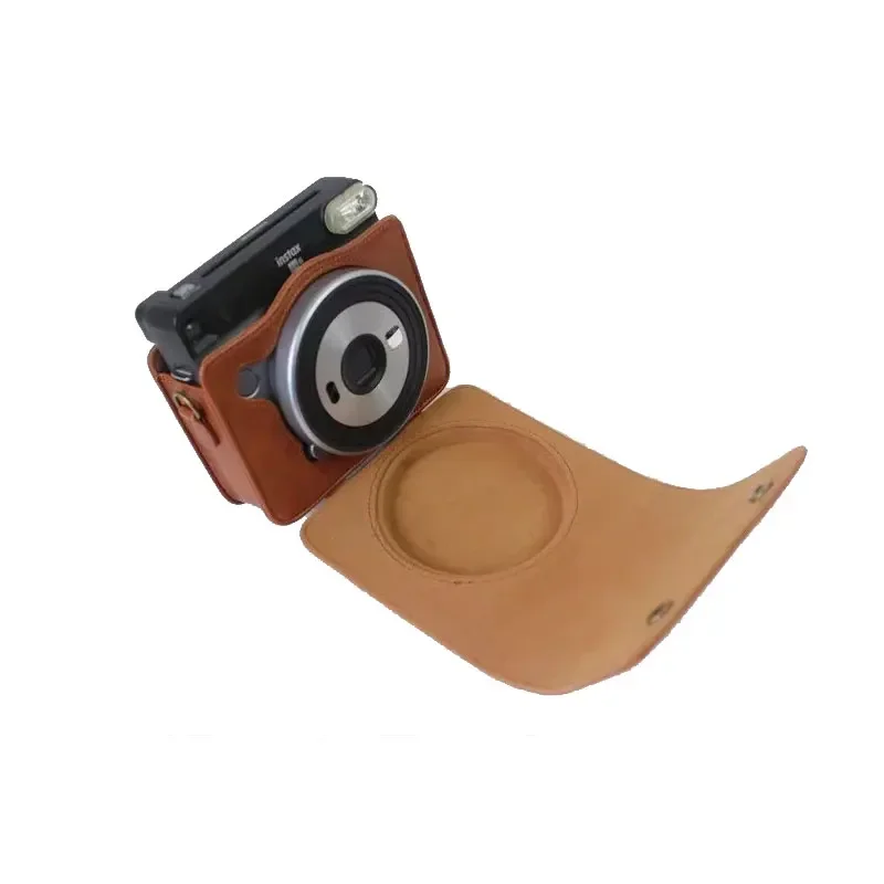 For Fujifilm Instax Square SQ6 Instant Film Protective Case Brown/Black PU Leather Camera Bag with Strap