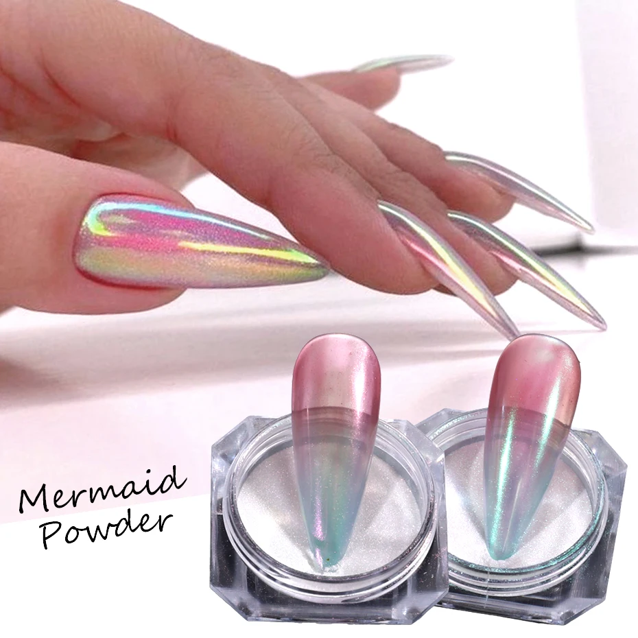 Aurora Rainbow Chrome Mirror Mermaid Acrylic Pigment Powder for Nails -  China Cosmetics and Makeup price