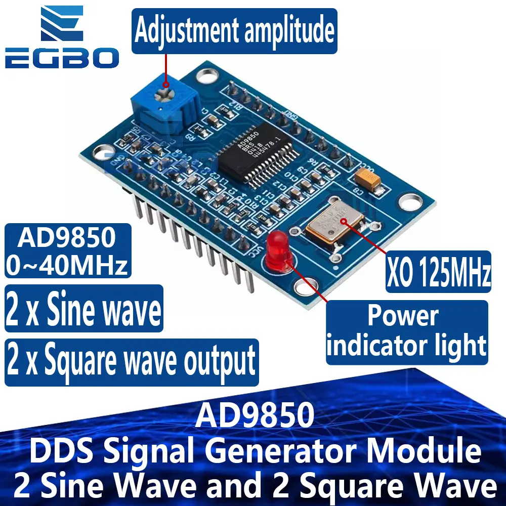 2 Moduli Generatore Segnale AD9850 DDS - 0-40MHz, Onde Sine E Quadre, Per Elettronica