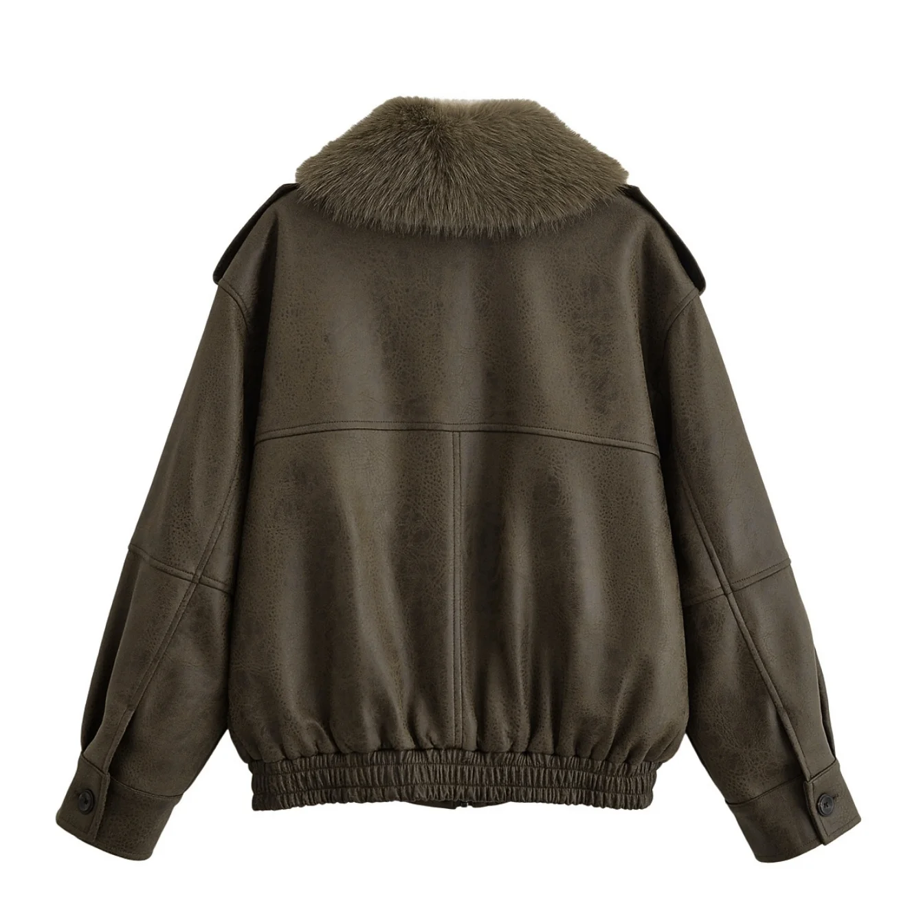 Women Autumn Winter New Removable Collar Faux Suede Jacket Female Fashion Zipper Pocket Long Sleeve Coat Lady Vintage Outwear