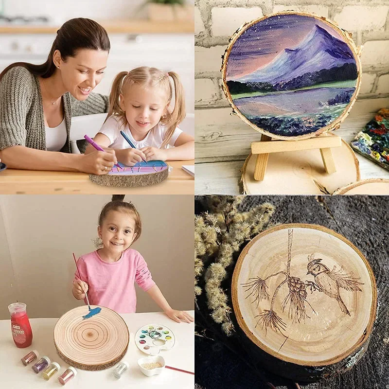 

Wooden Circles with Bark - Crafts Supplies for DIY Projects, Photography Props and Baby Milestone Boards