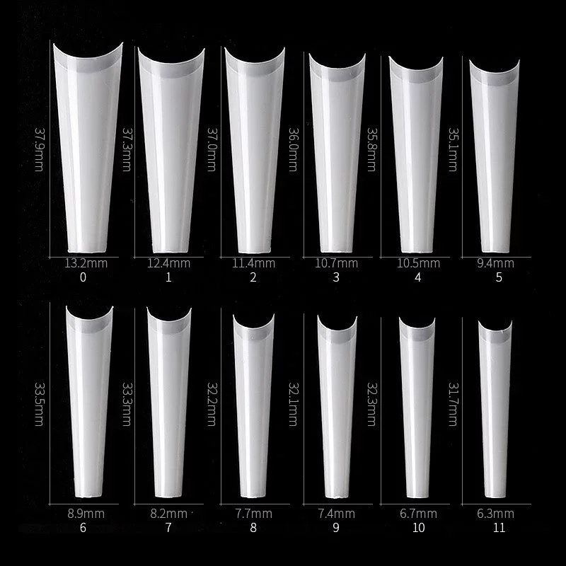 504PCS 프렌치 클리어/내추럴 네일 캡슐 C-커브 네일 팁 아크릴 네일 스트레이트 테이퍼 스퀘어 하프 커버 긴 거짓 손톱