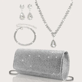 Sophisticated Sparkly Party Clutches & Rhinestone Jewelry Set for Women – Elegant Evening Accessories