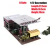 1/72 Gas Station Building Scene Wooden Assembly Model Ornament DIY Handmade Toy 3