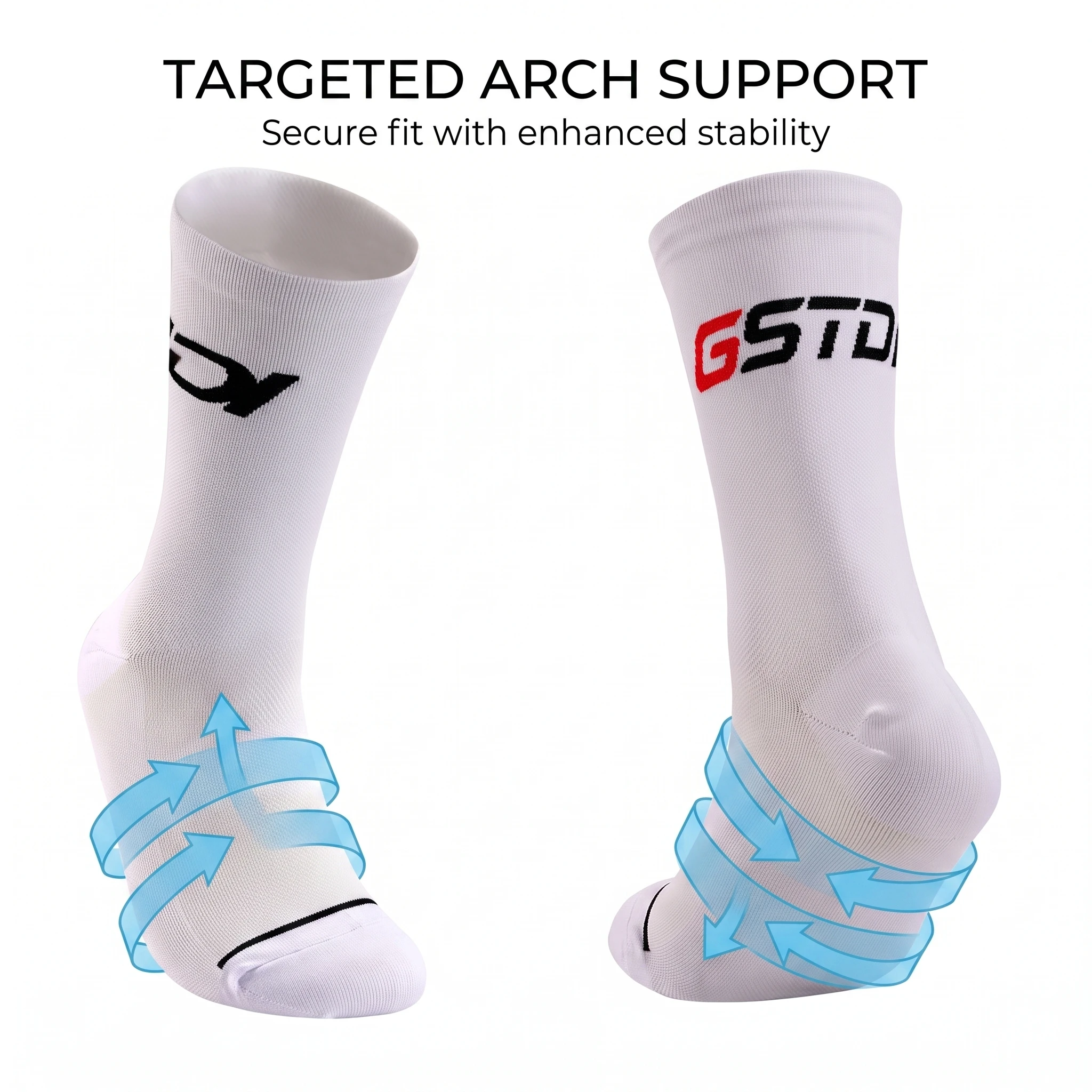Cycling and Compression Grip Socks - Unisex Sport Socks (2 Pairs)