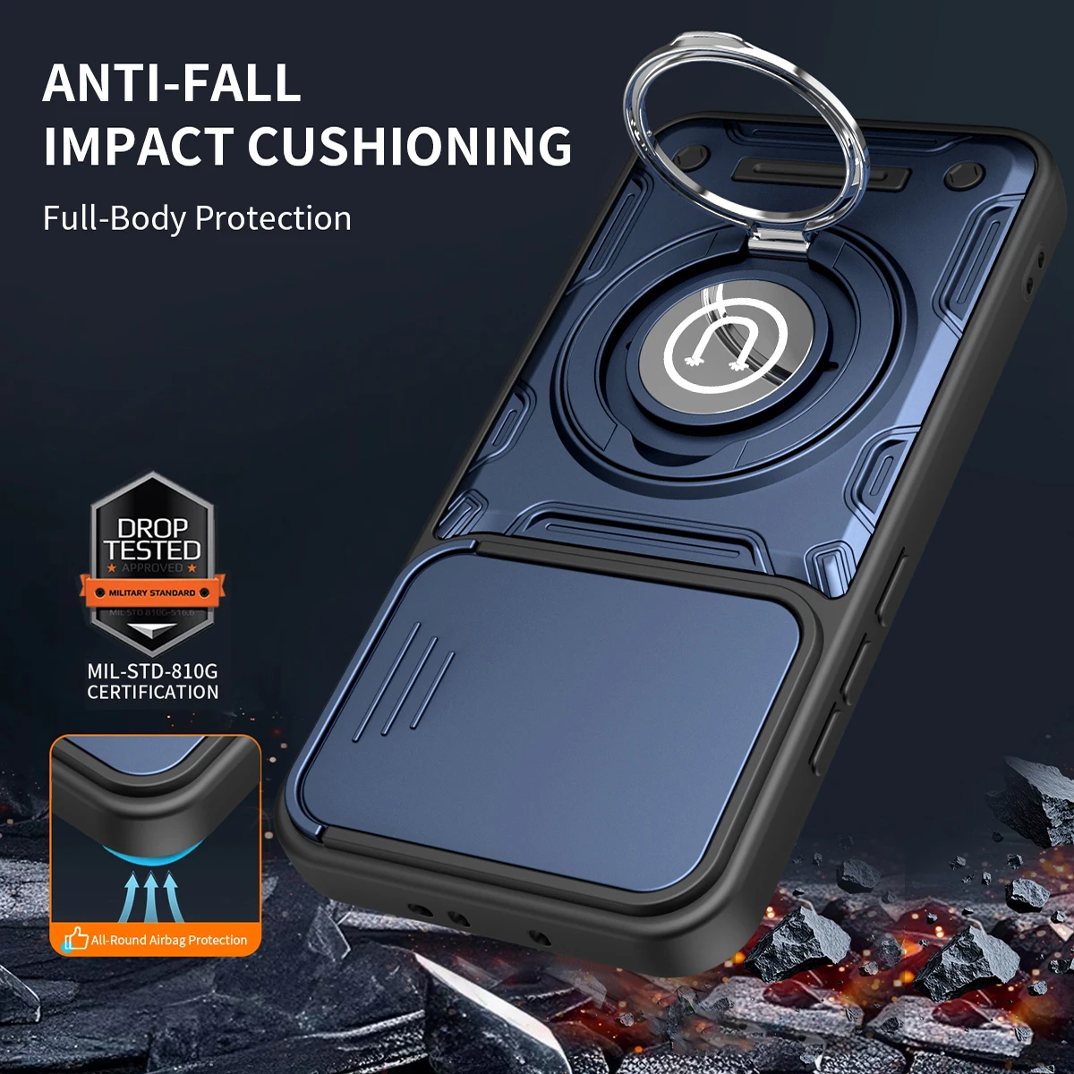 Magnetic Adsorption Armor Metal Ring Case with Incoming Call Flashing Alert