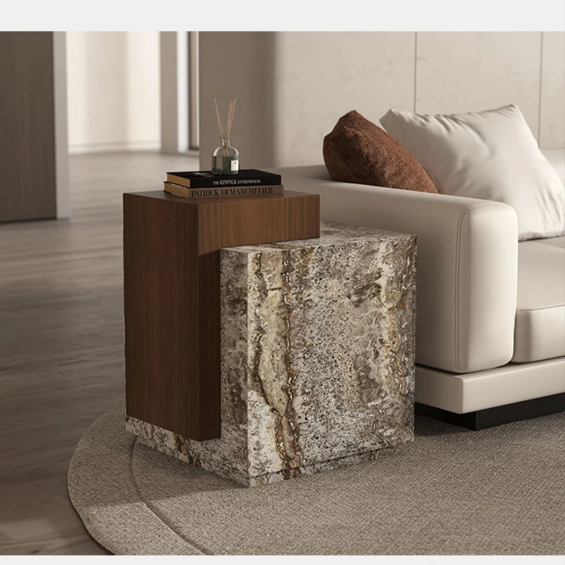 

Современный минималистичный натуральный камень для гостиной, боковой столик из массива дерева, натуральный мрамор, оптовая продажа по индивидуальному заказу