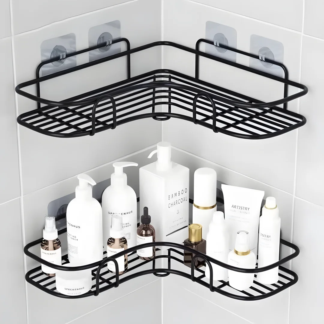 Bathroom Metal Shelf 1/2PCS No-Drill Metal Corner Shelf Shower Storage Bracket Bathroom Accessory Organizer Shampoo