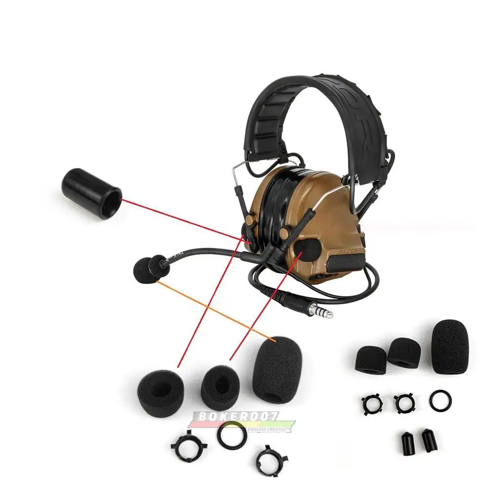 Tac-Sky Comtac III C3 C2 Pickup Noise Cancelling Tactical Headphone Microphone Sponge Replacement Accessories