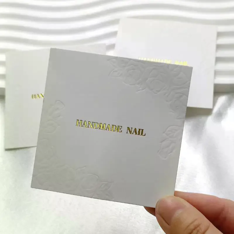 20 Sheets/Bag Press On Nails Packaging Cards - 75x75mm Rose Embossed Display Show Cards for Handmade False Nail Manicure Tools