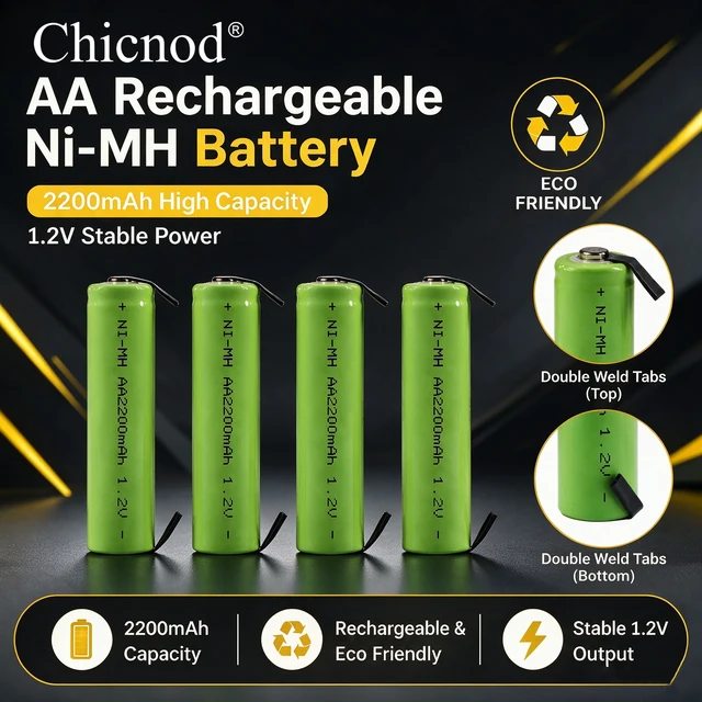 Chicnod AA Rechargeable Battery 2200mAh Ni-MH 1.2V High Capacity Batteries Low Self Discharge Rechargeable Battery Pack for Toys 1