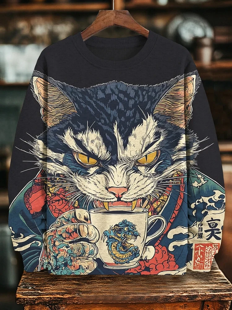 Otoño nueva llegada sudaderas con capucha de arte japonés Vintage