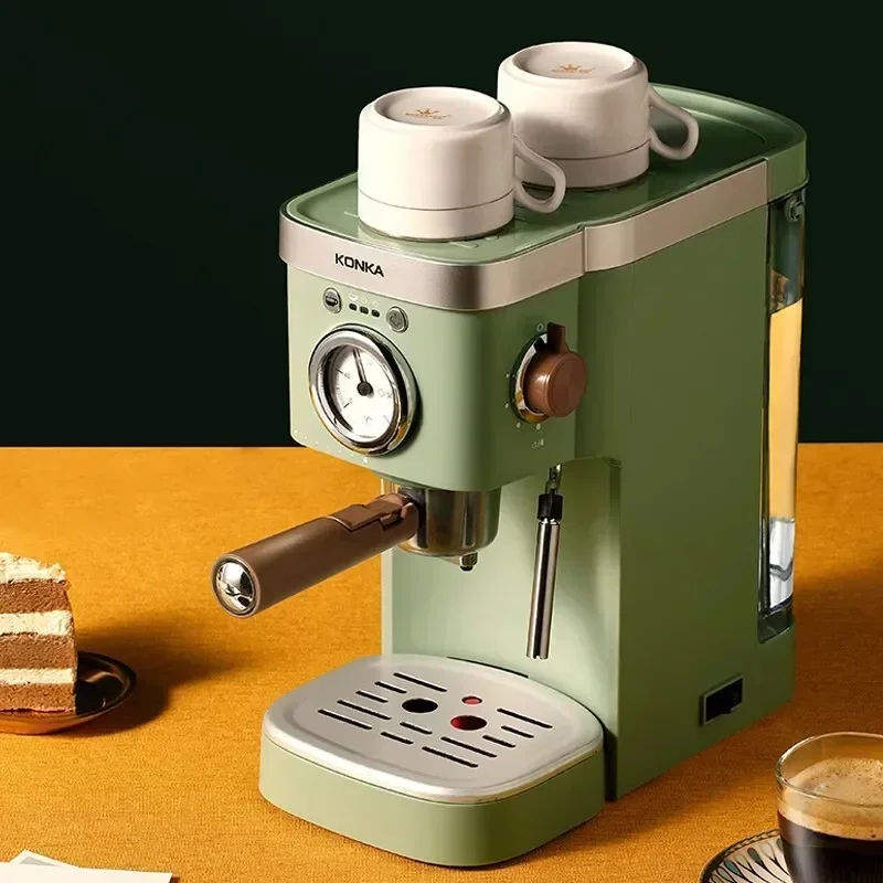 KONKA Italian Coffee Machine Retro Green Milk Frother Coffee Maker Powder Capsule Espresso Making Drinks Maquina De Cafe
