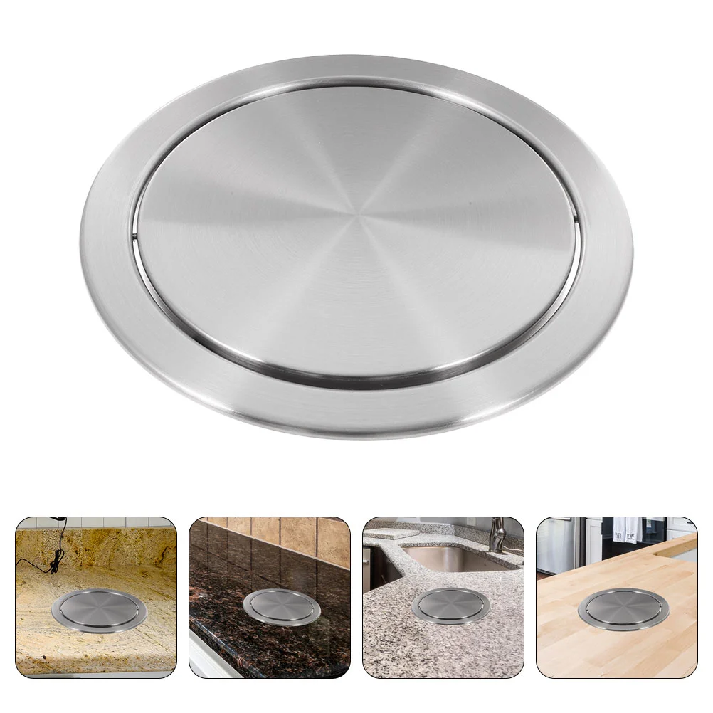 

Countertop Trash Can Lid Garbage Waste Bin Kitchen Accessory Bathroom Tabletop Recessed Cover Supply Sink