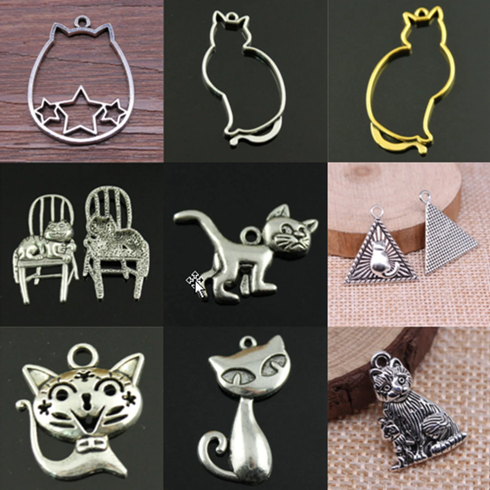 Dijes de gato para la fabricación de joyas, suministros hechos a mano para  joyería colgante DIY|Amuletos| - AliExpress