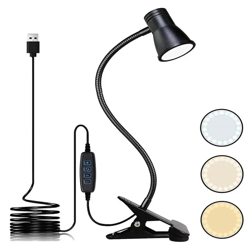 

Clip On Desk Light Eye Caring Reading Light With Clamp 3 Modes 10 Brightness Led Lamp Eye Protection Clip Light 360 Degree