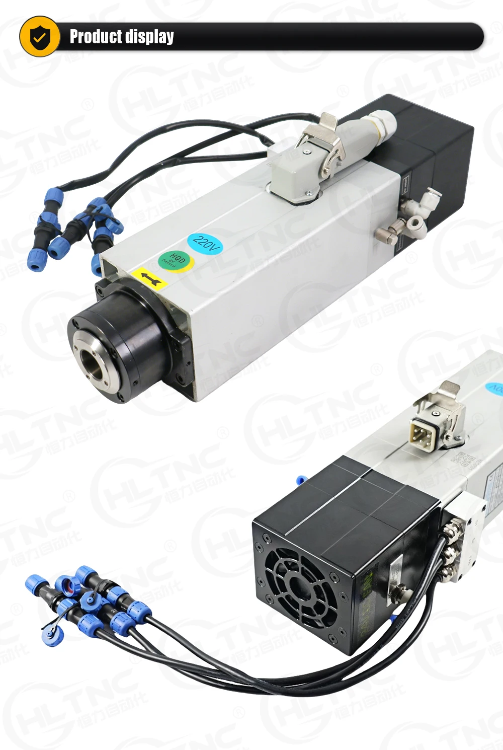 HQD ATC Spindle Motor 2200w For wood Aluminium soft metal ISO20 300-400hz 18000-