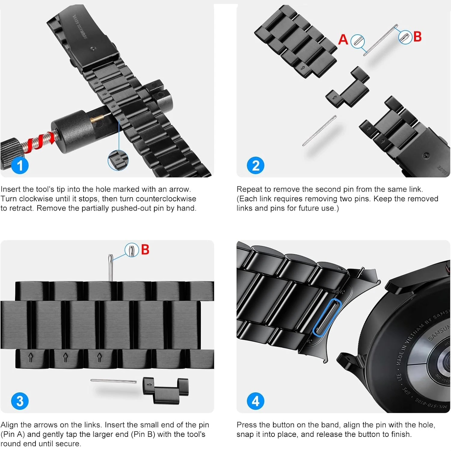 Enhanced Quick Release Stainless Steel Watch Band Strap