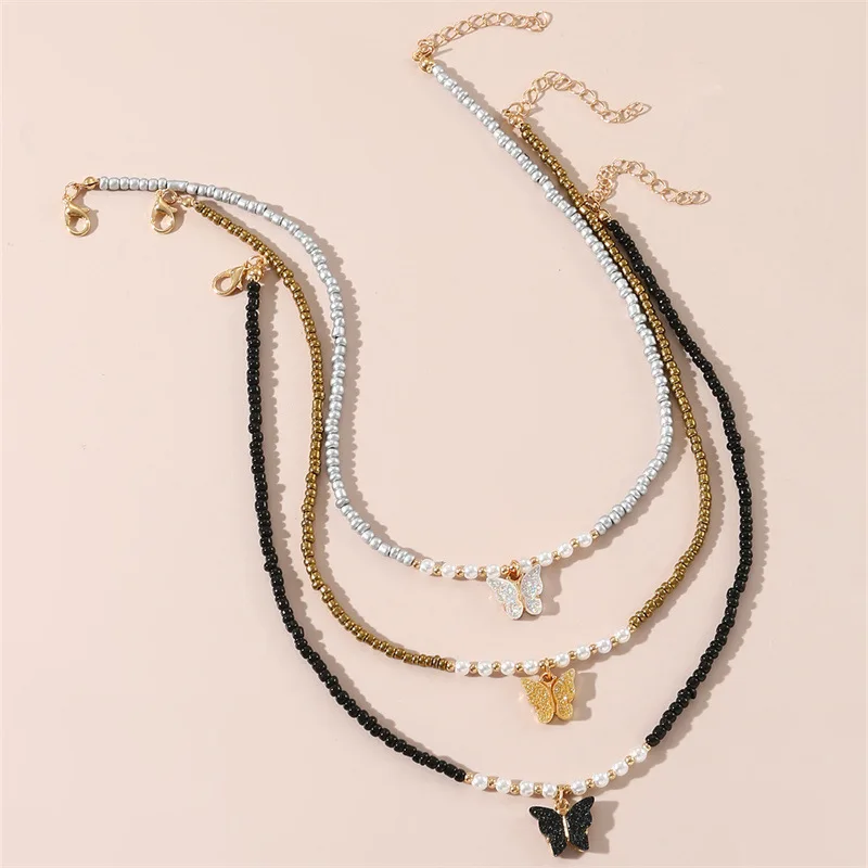 Bohemian Butterfly Imitation Pearl Women's Necklace Fashionable Sweet Romantic Party Evening Necklace For Women Jewelry Set 2023