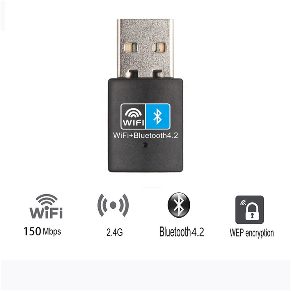 

150 Мбит/с, Bluetooth 4,2, 2 в 1, USB, Wi-Fi адаптер, внешний мини-приемник для ПК/настольного компьютера/компьютера
