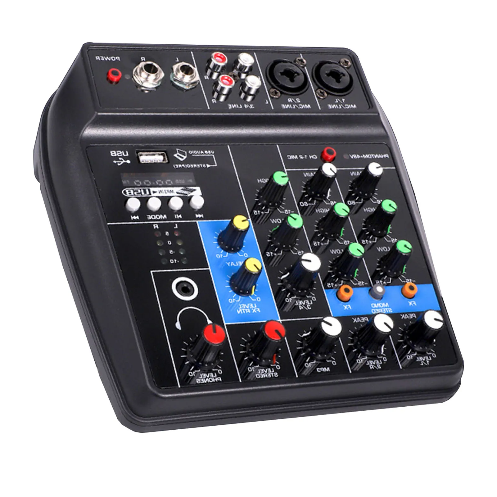 4 Channels Sound Mixing Console Desk System Interface Bluetooth-Compatible Music RecordingDJ Audio Equipment