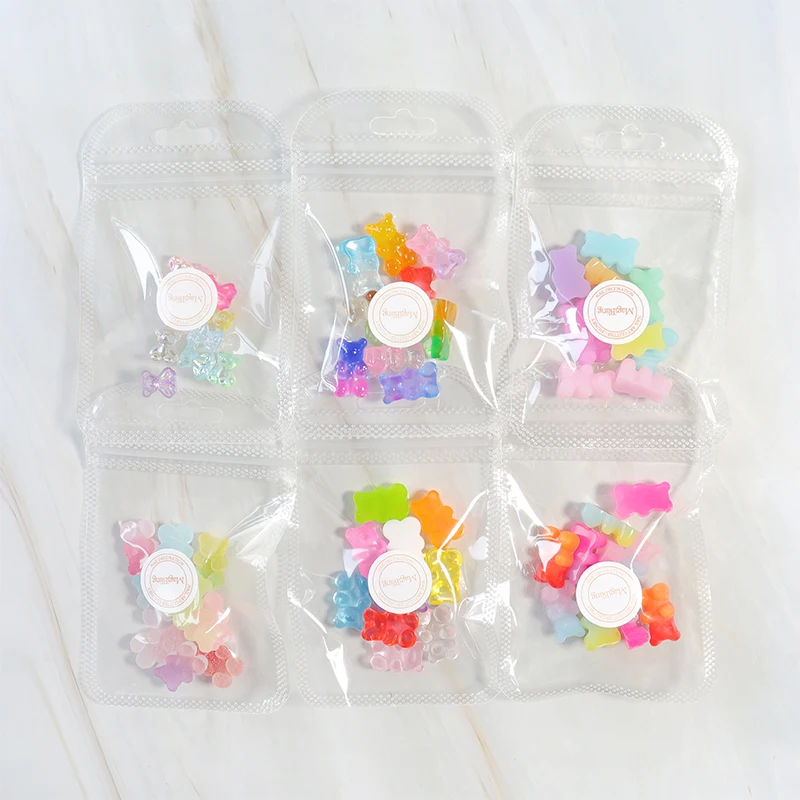 10Pcs/Lot Kawaii Jelly Gummy Bear Nail Art Charms Flower Sweet Mixed Candy  3D Nails Art Decoration Charms Luxury DIY Accessories