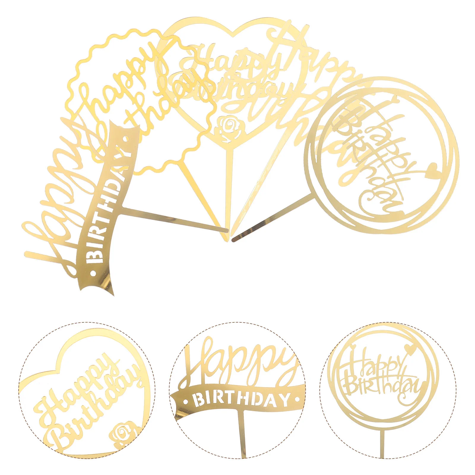 

10 Pcs Cake Decoration Dessert Top Hat Cupcake Topper Ornament Acrylic Happy Birthday Party Pick