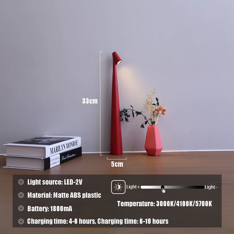 LED Table Lamp USB Charging Atmosphere Lamp Bedroom Bedside Lamp Top Touch Dimming Study Lamp Light Night Minimalist Desk Lamp - 4
