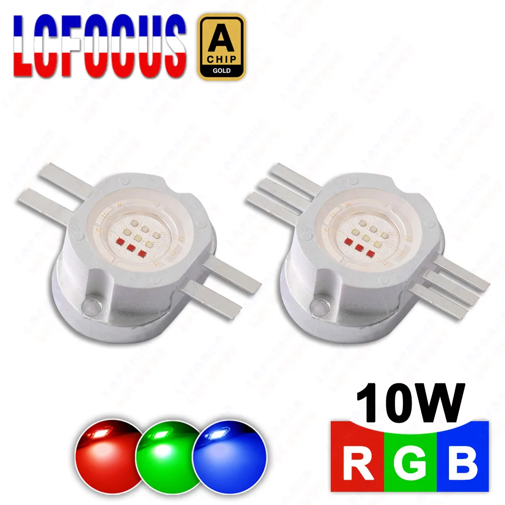 

Мощный светодиодный чип 10 Вт COB высокой яркости 10 Вт RGB красный зеленый синий SMD диод для подводного освещения DJ DMX сценический свет