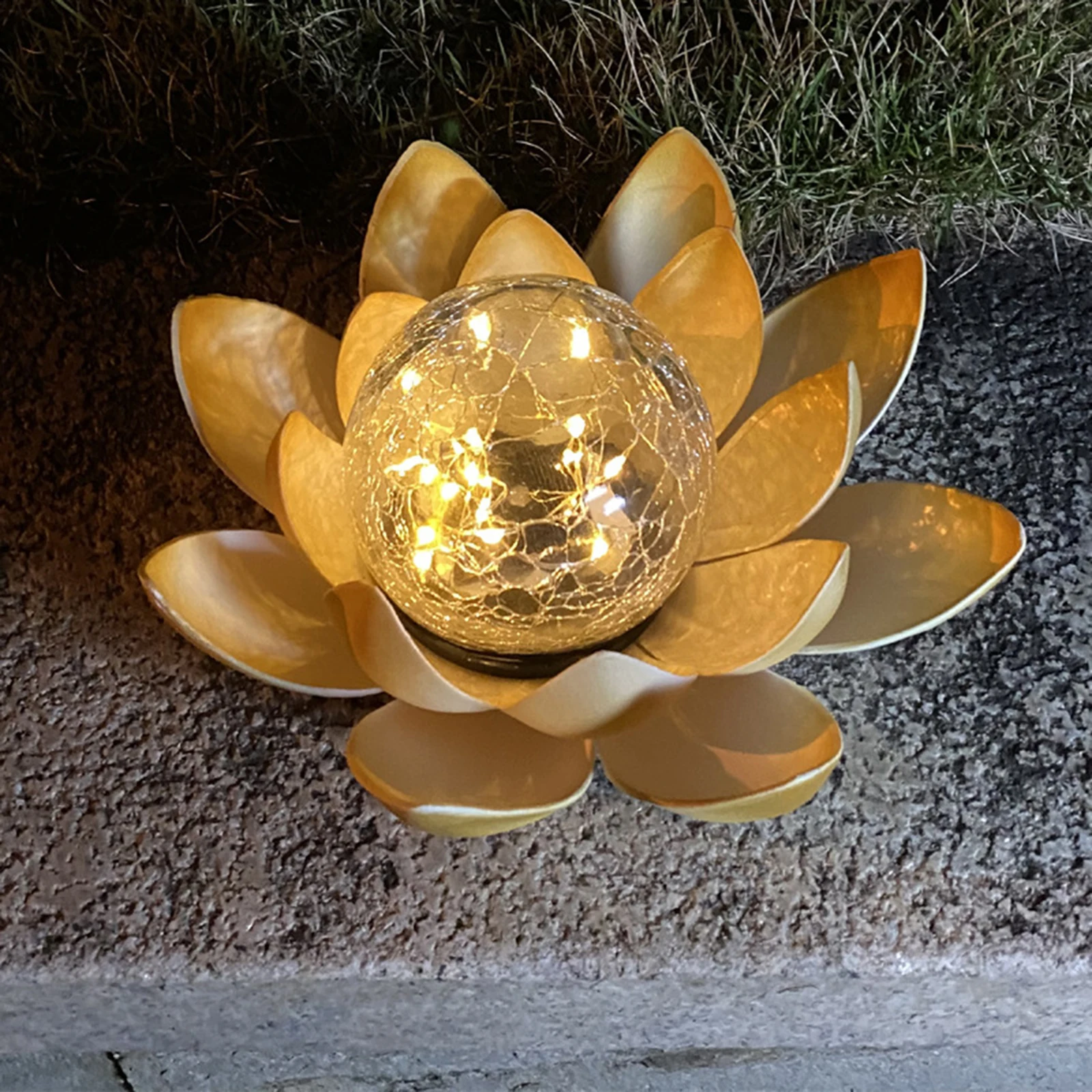 Description Picture 6 of itemSolar Lawn Lamps Cracked Glass Ball Lotus Light Home Garden Decoration Lights Underground Outdoor Garden Yard Decor