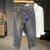 High Street Vintage Blue Jeands For Men Straight Leg Mid Rise Washed Pants Male's Fall Clothing 5
