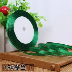 Gold Edged Single Face Satin Ribbon - 22m Roll, 6mm Width for Elegant Wedding and Gift Decoration (Green)