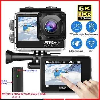 Action Camera 5K 4K60FPS EIS 48MP Wi-Fi Doppio schermo 170D Zoom 8X Pre Registra 30M Telecamera sportiva impermeabile con obiettivo Sony IMX576