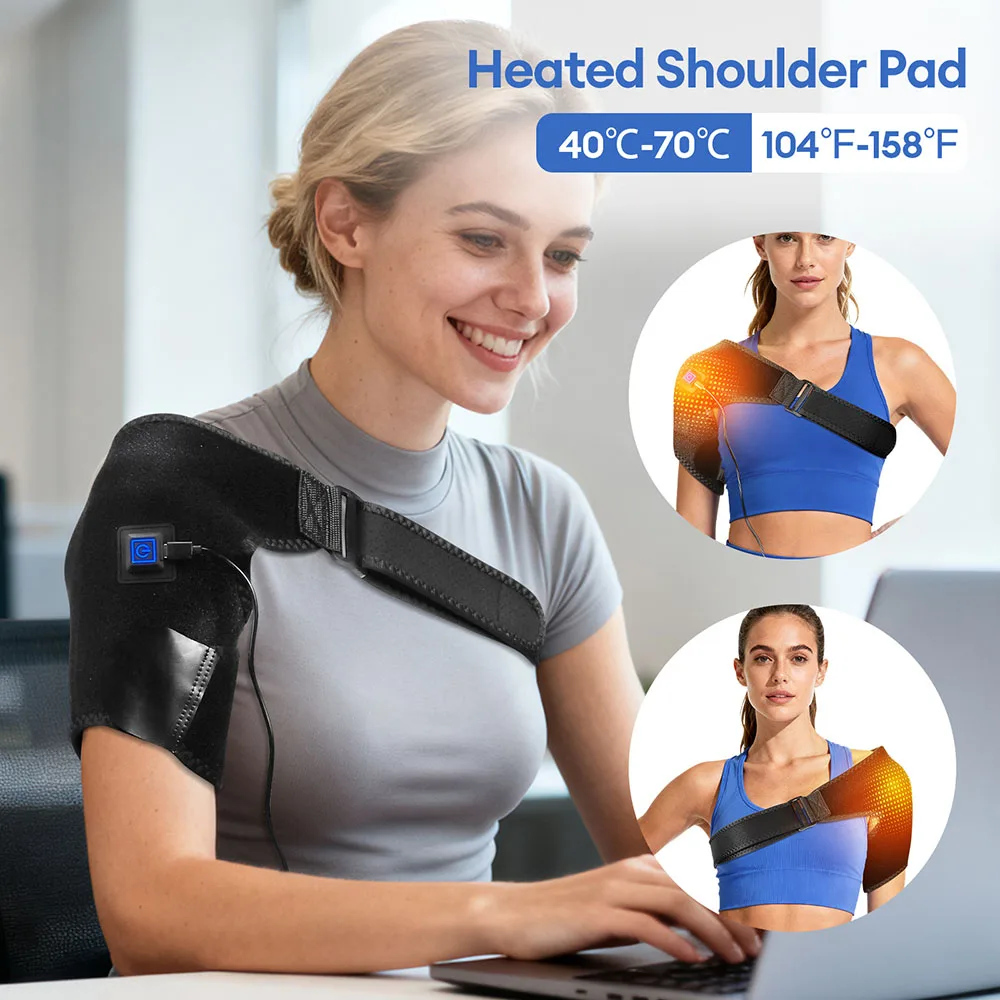 Heated Shoulder Brace Wrap Shoulder Massage USB Electric Heating Pad Support Belt Strap For Arm Shoulder Fitness Brace Keep Warm