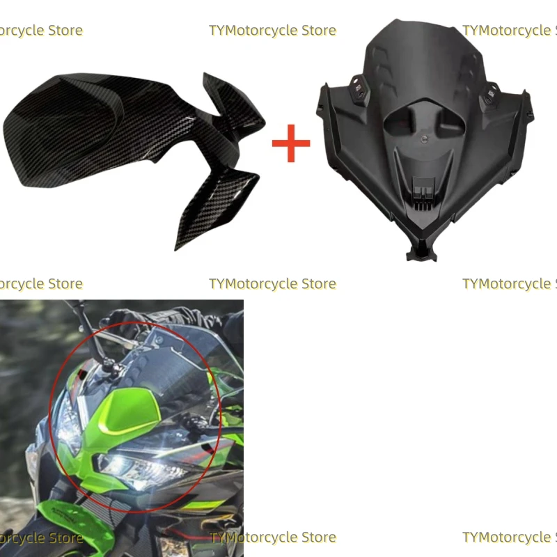 

Front Upper Fairing Headlight Cowl Nose Head Inner Cover Kit Fit For Kawasaki Ninja 650 Ninja650 ER-6F ER6F EX650 2021-2023