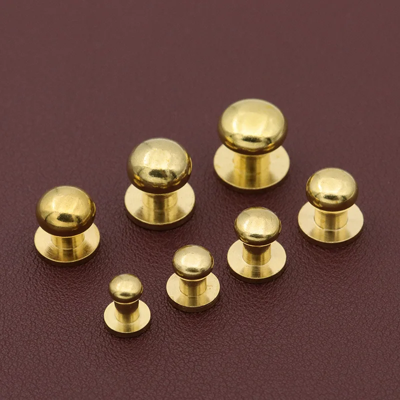 100pcs 5mm 6mm 7mm 8mm 9mm 10mm สตั๊ดสกรูหัวกลมทองเหลืองเล็บ Rivet ชิคาโกปุ่ม DIY หนัง Decor Helper 1