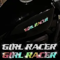 Autocollant de moto Imitation diamant paillettes GIRL RACER, 1 pièce, imperméable pour casque, Scooter, réservoir de carburant, panneaux latéraux, autocollant en vinyle 3