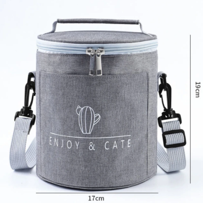 

Large-Capacity Portable Lunch Bag Fresh-Keeping Thickened Lunch Box Bag Round Barrel Aluminum Foil Insulation Bags 2022 New