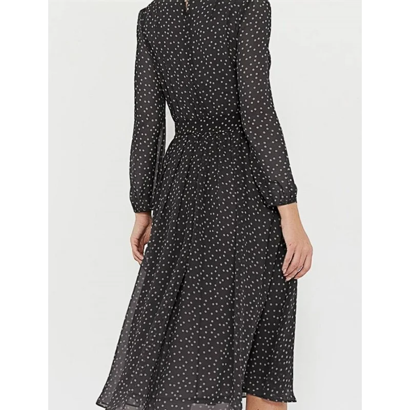 Women Chiffon Polka Dot Dress for Autumn and Spring