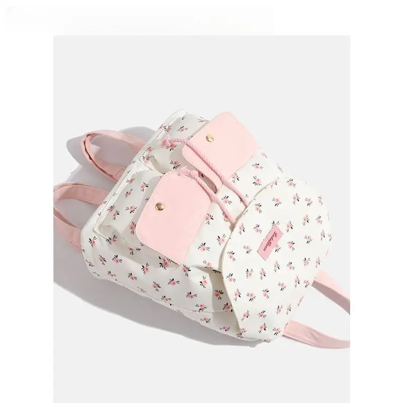 Cute Floral Canvas Backpack Women Men High Capacity School Bag for Teenagers Girls Boys Travel Hiking Casual Daypacks