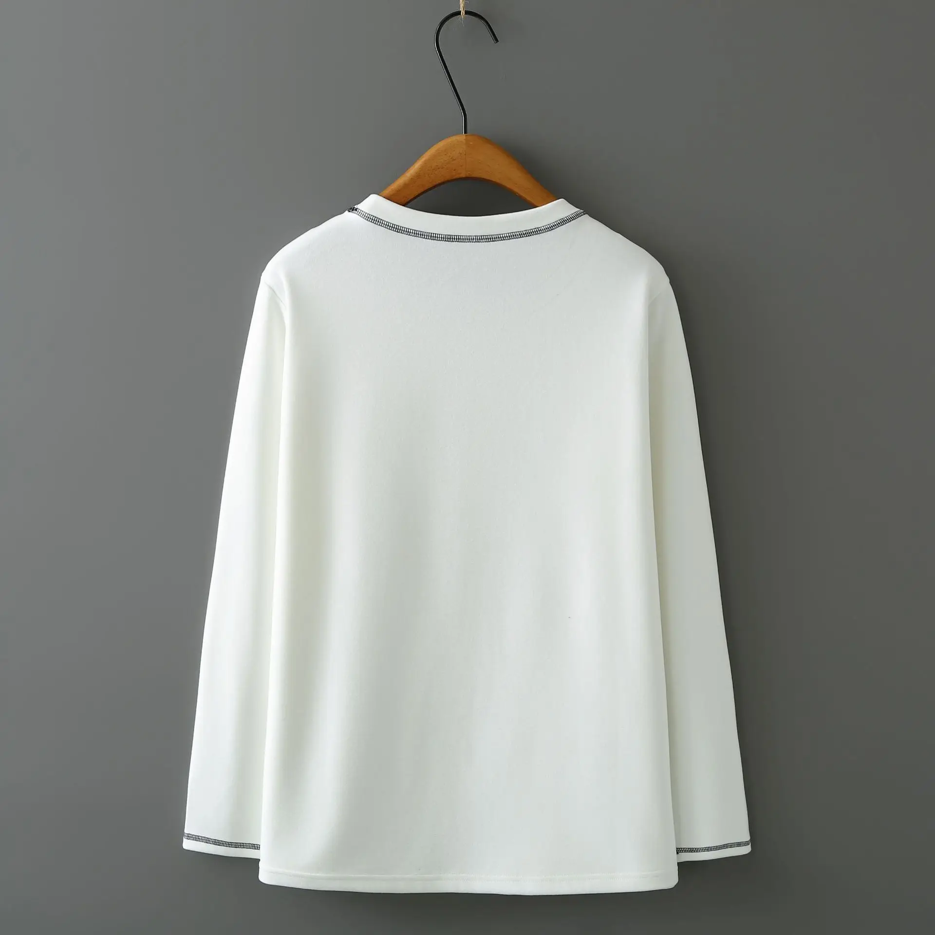 XXXXL Fashion Plus Size Women's T-Shirt Autumn Winter Youthful Casual Printed Cartoon Long Sleeved De Velvet Warm Tops 7051