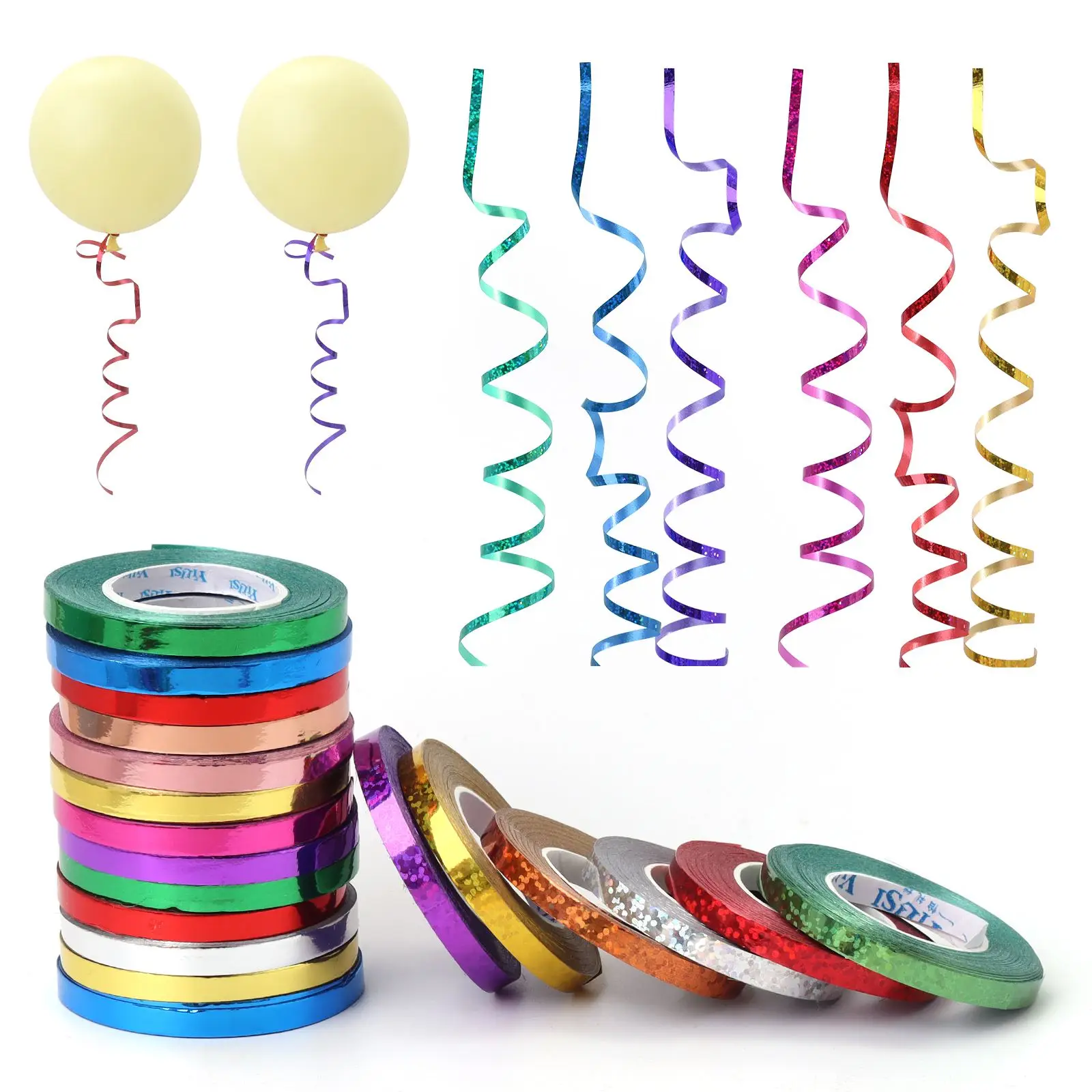 

10Meter/Rolls 5mm Balloon Ribbon Party Birthday Wedding Accessorie Laser Balloon Chain Satin Ribbons Crafts DIY Party Decoration