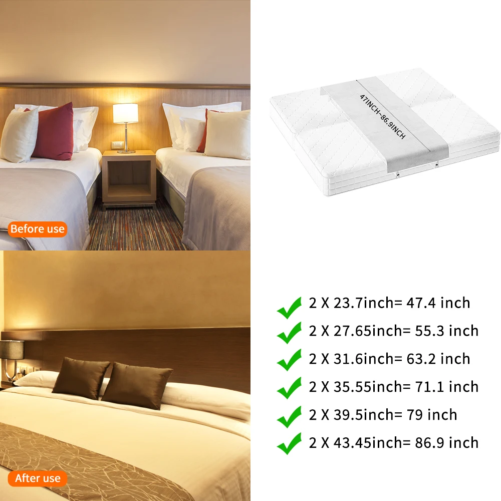 Bedbinder Deluxe: Premium Bed Bridge Twin to King Converter Kit | Split  King Gap Filler for Adjustable Beds | Twin Bed Connector, Bed Gap Filler 