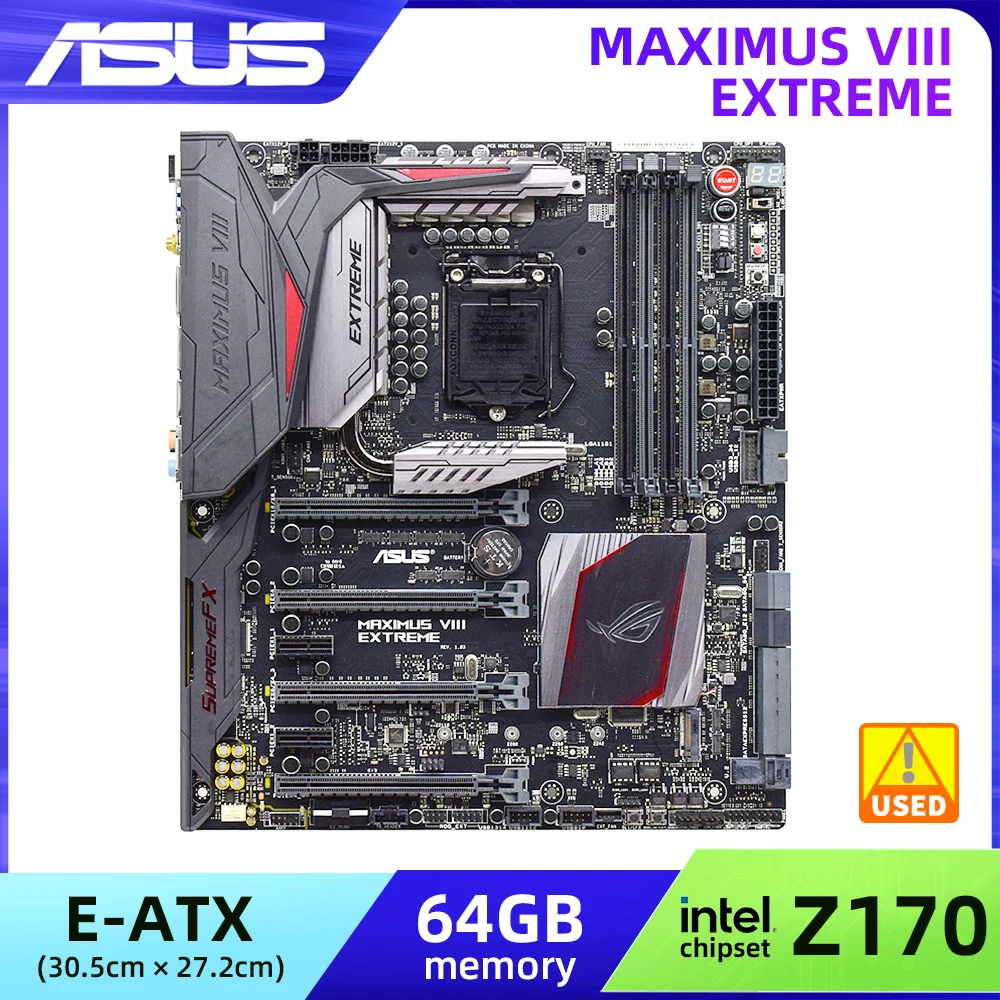 

ASUS ROG MAXIMUS VIII EXTREME E-ATX DDR4 Intel Z170 Motherboard LGA 1151 Socket Supports Core i5 6400 6500 6600 7400 7500T 7600T