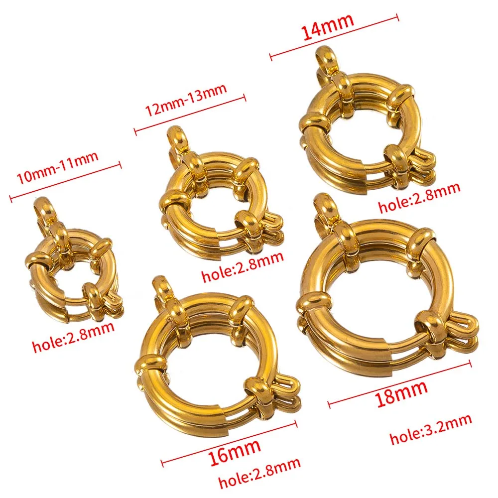 4 Stück 10–18 mm Edelstahl-Federverschlüsse, rund, Matrosenverschluss, Armband, zwei Schlaufen, Verbinder, DIY, Schlüsselbein, Halskette, Schmuckherstellung – Detail 10