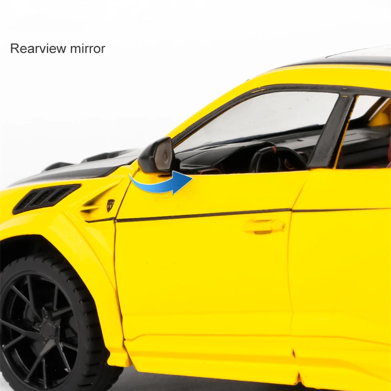 1:24 URUS SUV 합금 수정 스포츠카 모델 다이캐스트 금속 오프로드 차량 모델 시뮬레이션 소리와 빛 어린이 장난감 선물