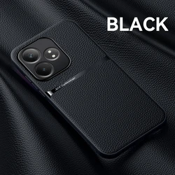 Premium PU Leather Magnetic Case - Protective Hard Back Shell Cover - Realme GT Neo6 (Black)